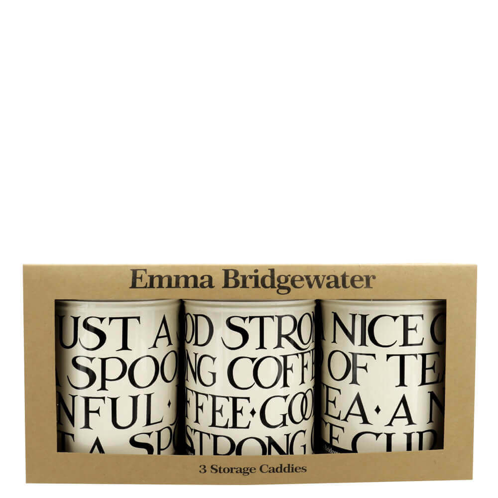 Emma Bridgewater Black Toast Set of 3 Round Tin Caddies